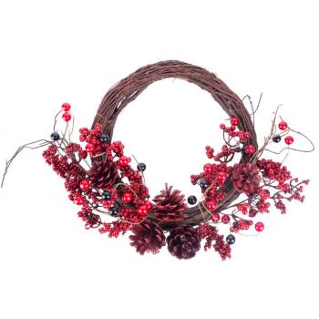 Veniec MagicHome Vianoce, z prútia, čečina, 37x32x11 cm