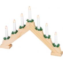 Svietnik MagicHome Vianoce, 7x LED teplá biela, imitácia dreva, 2xAA, interiér, 39x4,5x29 cm