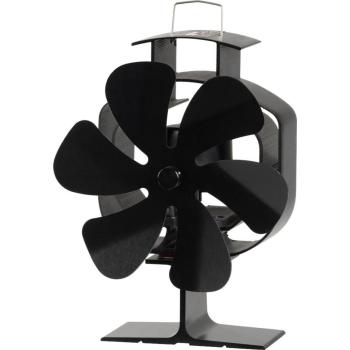 Ventilátor Strend Pro, krbový, stojanový, poháňaný teplom, 6-lopatkový, čierny, funkcia oscilácie