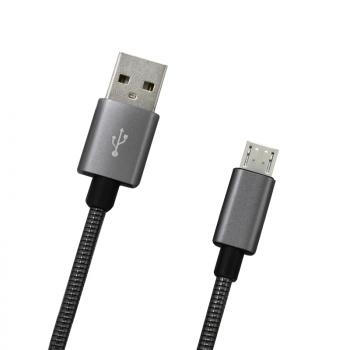 MicroUSB sivý (kov) 1M data kábel 2A (E)