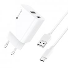 Biela Sturdo 3A PD 20W+USB QC3.0 Type-C kábel sieť.