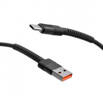 mobilNET pletený kábel USB na Type-C 2M 3A, čierny