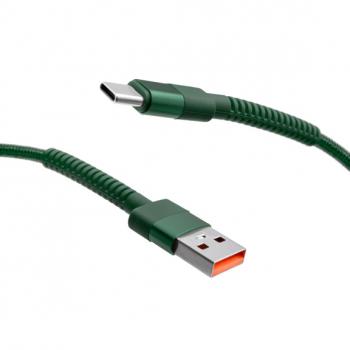 mobilNET pletený kábel USB na Type-C 1M 3A, zelený