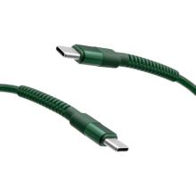 Zelený 2x TypeC 60W 1M 3A pletený kábel NEW Zelený 2x TypeC 60W 1M 3A pletený kábel NEW