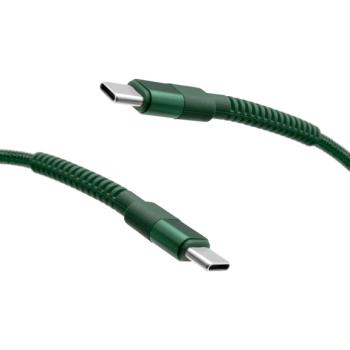 Zelený 2x TypeC 60W 1M 3A pletený kábel NEW