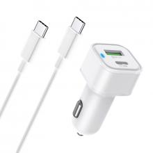 Sturdo autonabíjačka 48W + 2x Type-C 60W 1M nab. kábel, biela