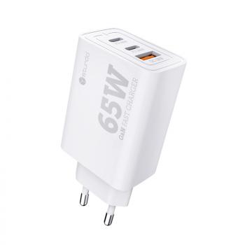 Sturdo sieťová nabíjačka GaN 65W, 2x Type-C PD + USB QC 3.0, biela