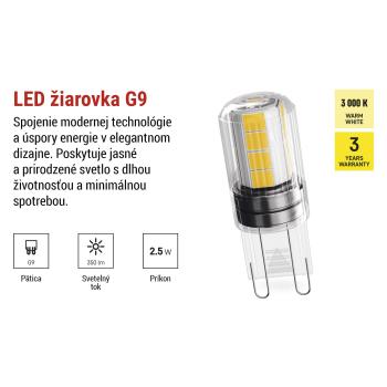Emos LED žiarovka Classic JC / G9 / 2,5 W (32 W) / 350 lm / teplá biela