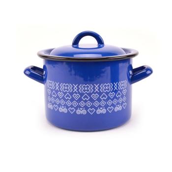 Hrniec smalt + pokr. 19cm/4L dekor Čičmany