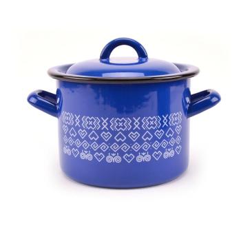 Hrniec smalt + pokr. 21cm/6 L dekor Čičmany  KLC