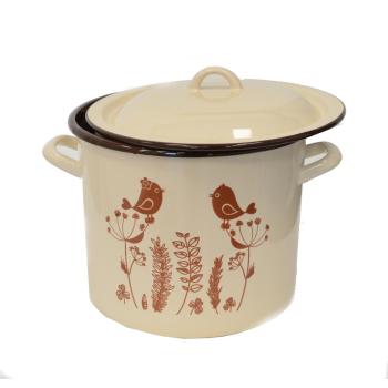 Hrniec smalt + pokr. 25cm/10L, dekor Vtáčik  KLC