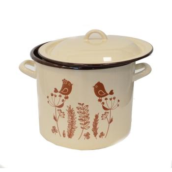 Hrniec smalt + pokr. 28cm/14,5L, dekor Vtáčik  KLC