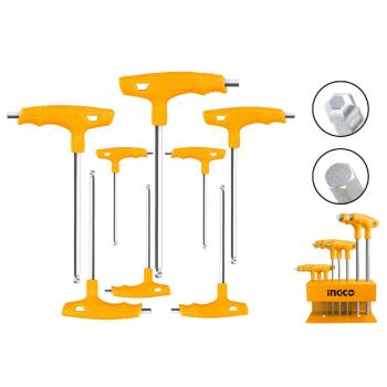 Kľuč imbus s guličkou T-rúčka sada 8ks CrV 2-10mm INGCO Industrial