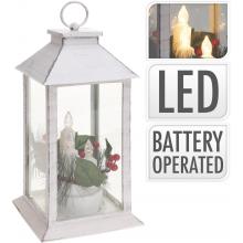 Lampáš svietnik s LED sviečkami 14x14x29 cm plast/sklo biely