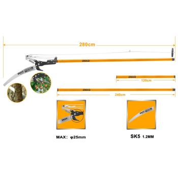 Nožnice záhradné s pílkou + telesk. násada 240cm INGCO  KLC