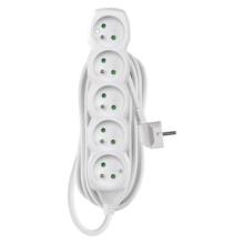 Predlžovací kábel 10 m / 5 zásuviek / biely / PVC / 1 mm2 Predlžovací kábel 10 m / 5 zásuviek / biely / PVC / 1 mm2