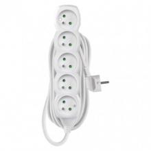 Predlžovací kábel 5 m / 5 zásuviek / biely / PVC / 1 mm2