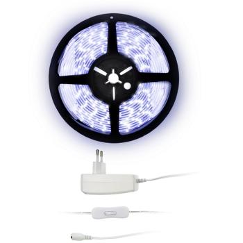 Solight LED svetelný pás s testrom, 5m, sada s 12V adaptérom, 4,8W/m, IP20, studená biela