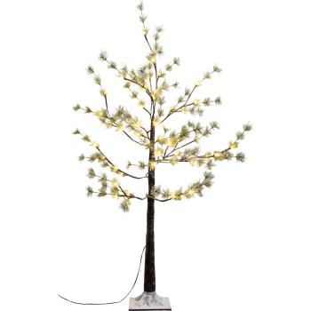 Strom MagicHome Vianoce, Borovica, 48 LED teplá biela, jednoduché svietenie, zasnežený, 120 cm
