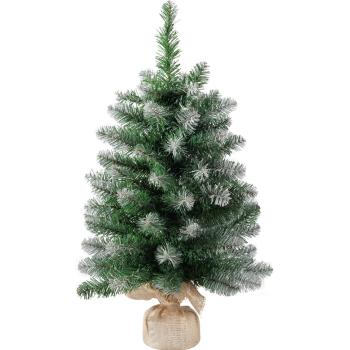 Stromček MagicHome Vianoce Belo, jedľa v jute, zasnežené konce, extra hustý, 60 cm