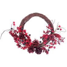 Veniec MagicHome Vianoce, z prútia, čečina, 37x32x11 cm