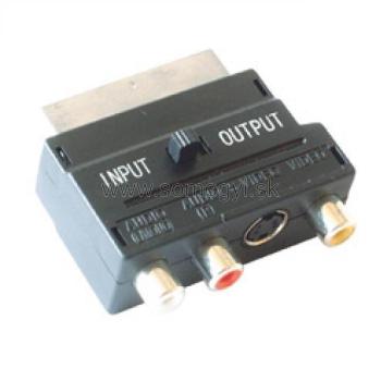 Video redukcia, 21 pólová SCART vidlica-3xRCA zásuvka+SVHS zásuvka V 50S